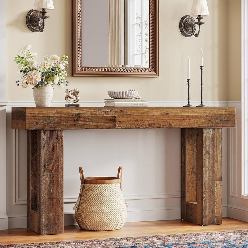 63" Wooden Console Table, Rectangular Sofa Table for Behind Couch, Entryway, HallwayLiving Room