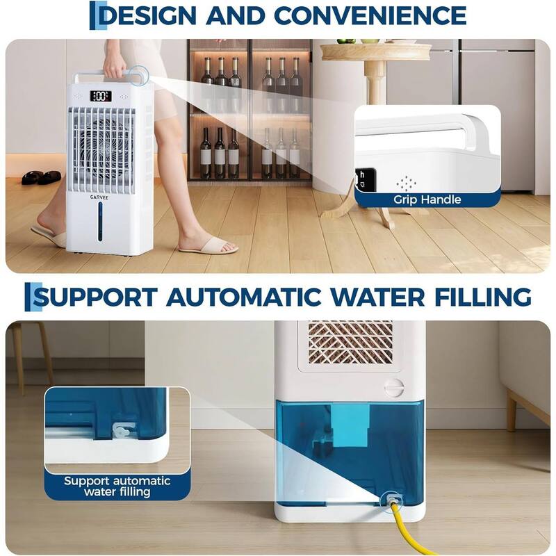 2.6Gal Portable Cooling Fan, Evaporative Air Cooler with Touch Screen, Remote for Bedroom, Home, Office