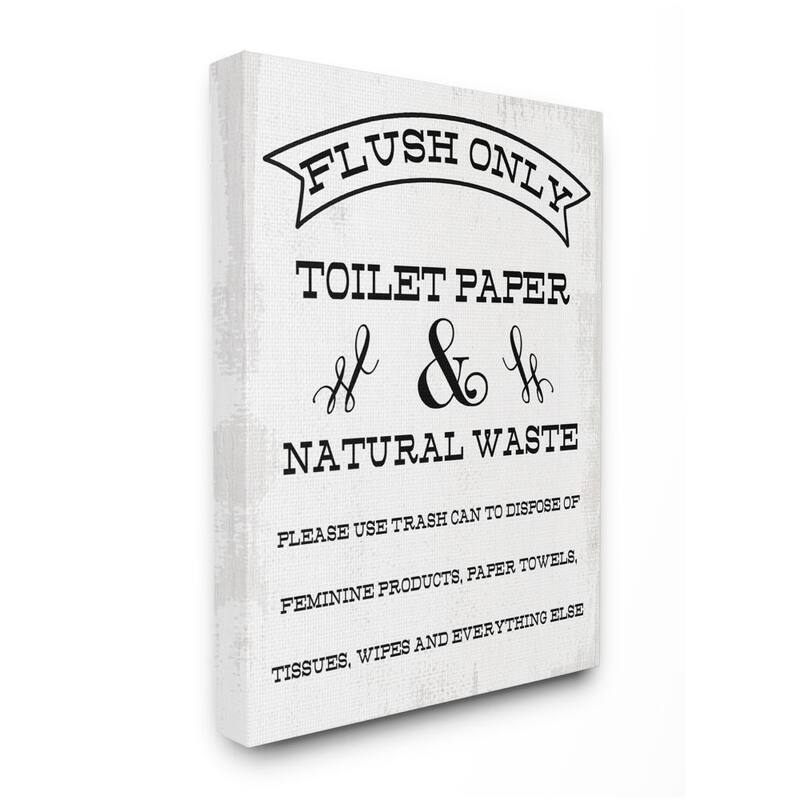 Stupell Flush Only Toilet Paper Rustic Bathroom Sign Canvas Wall Art Design By Daphne Polselli - 16 x 20