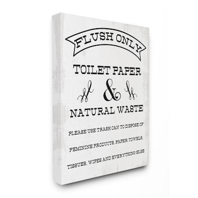 Stupell Flush Only Toilet Paper Rustic Bathroom Sign Canvas Wall Art Design By Daphne Polselli