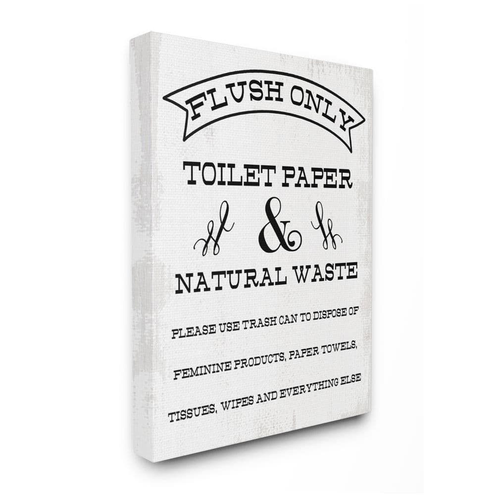 Stupell Flush Only Toilet Paper Rustic Bathroom Sign Canvas Wall Art Design By Daphne Polselli