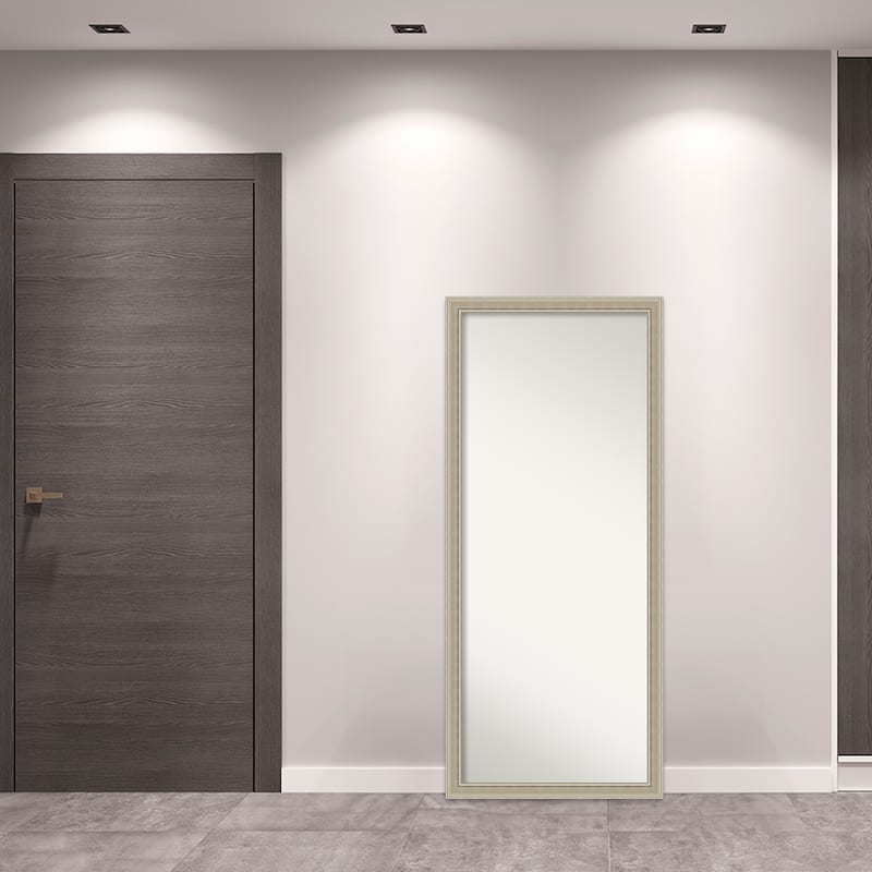 Mezzo Silver Non-Beveled Wood Framed Full-Length Floor Leaner Mirror - Mezzo Silver - Glass Size 24x60