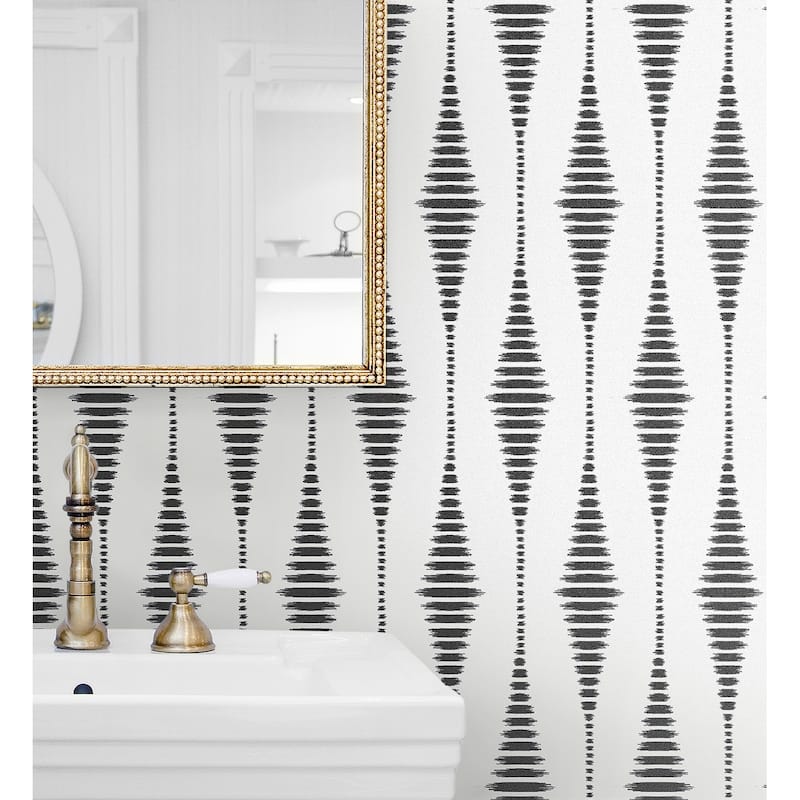 Seabrook Designs Diamond Stripe Glass Beaded Unpasted Wallpaper
