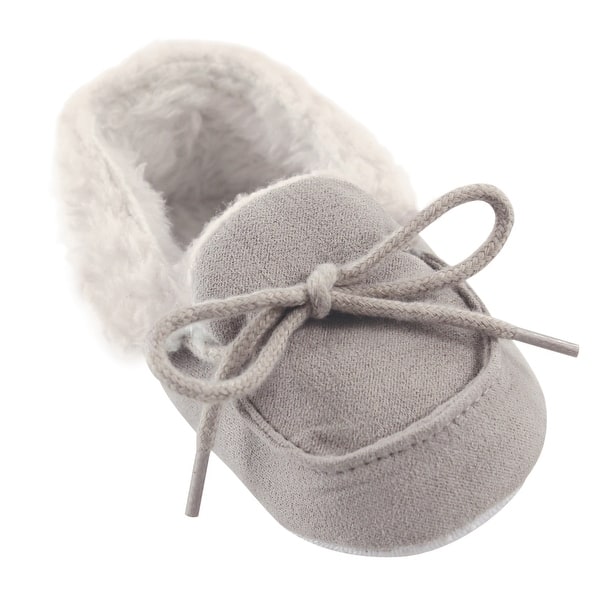 slide 1 of 1, Luvable Friends Baby Unisex Moccasin Shoes, Gray 12-18 Months - Gray