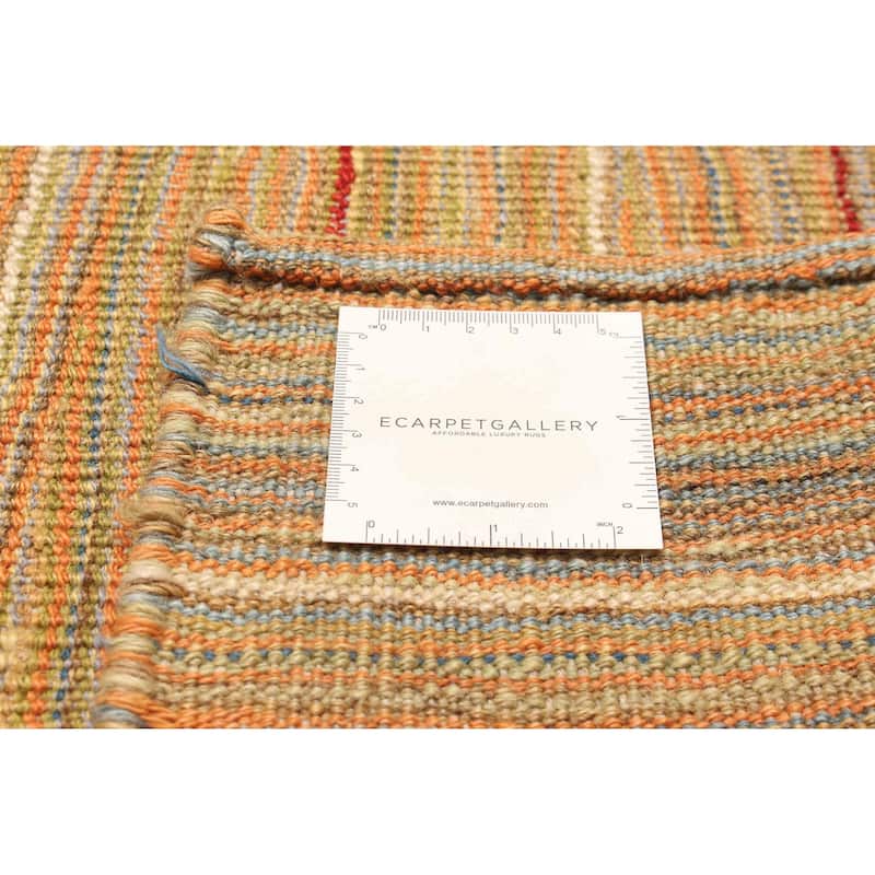 ECARPETGALLERY Flat-Weave Boho Tan Wool Kilim - 7'2 x 9'11