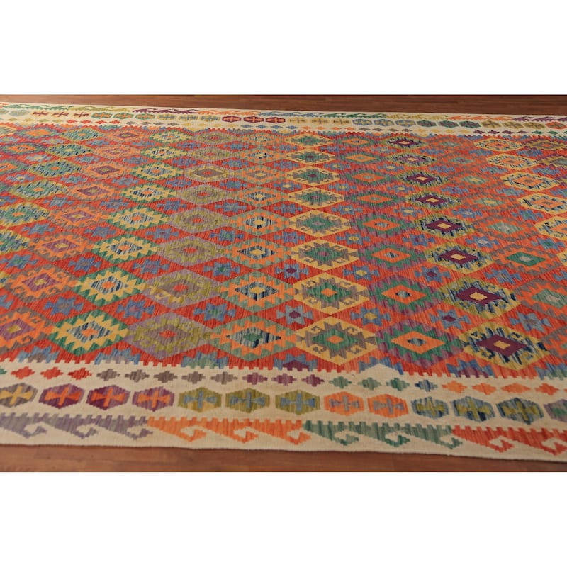Kilim Oriental Large Rug Hand-Woven Wool Carpet - 10'0"x 16'8"