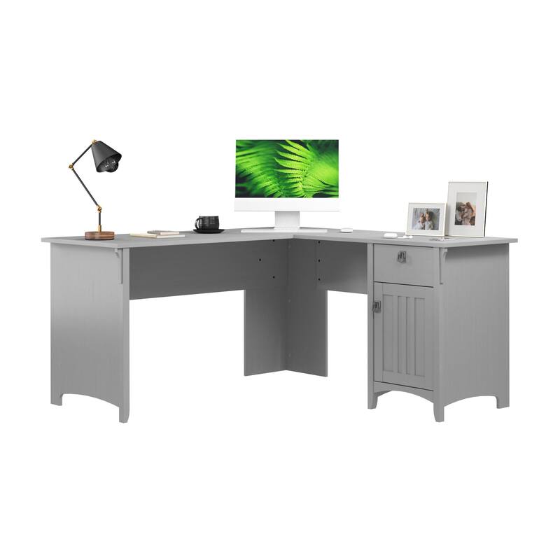 Bush Furniture Salinas 60W L Shaped Desk with Drawers and Storage - Cape Cod Gray