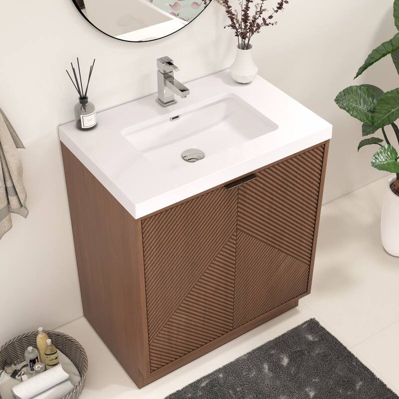 Milano 30" Freestanding Bathroom Vanity with White Acrylic Sink