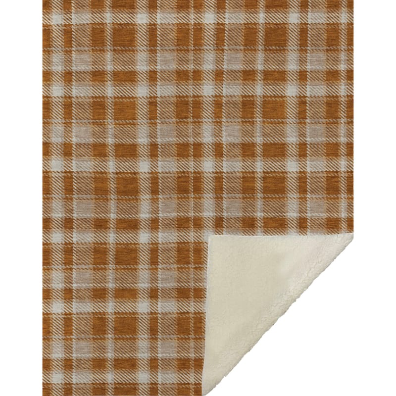 Premium Machine Washable Plaid Sherpa Throw Blanket