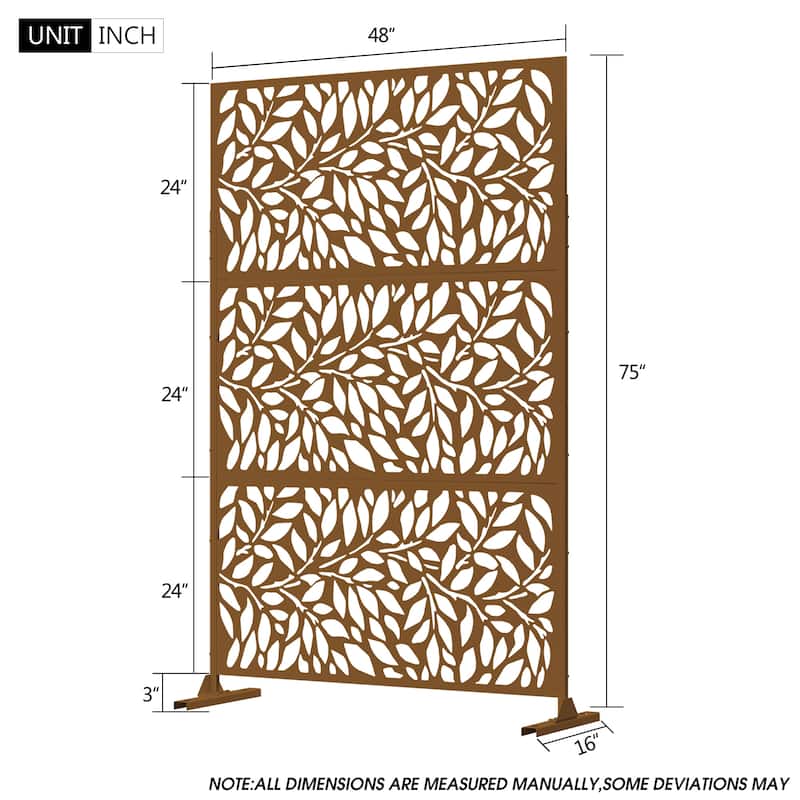 Lirago Metal Privacy Screen Wall Decoration Free Standing-6.3 ft. H X 4 ft. W