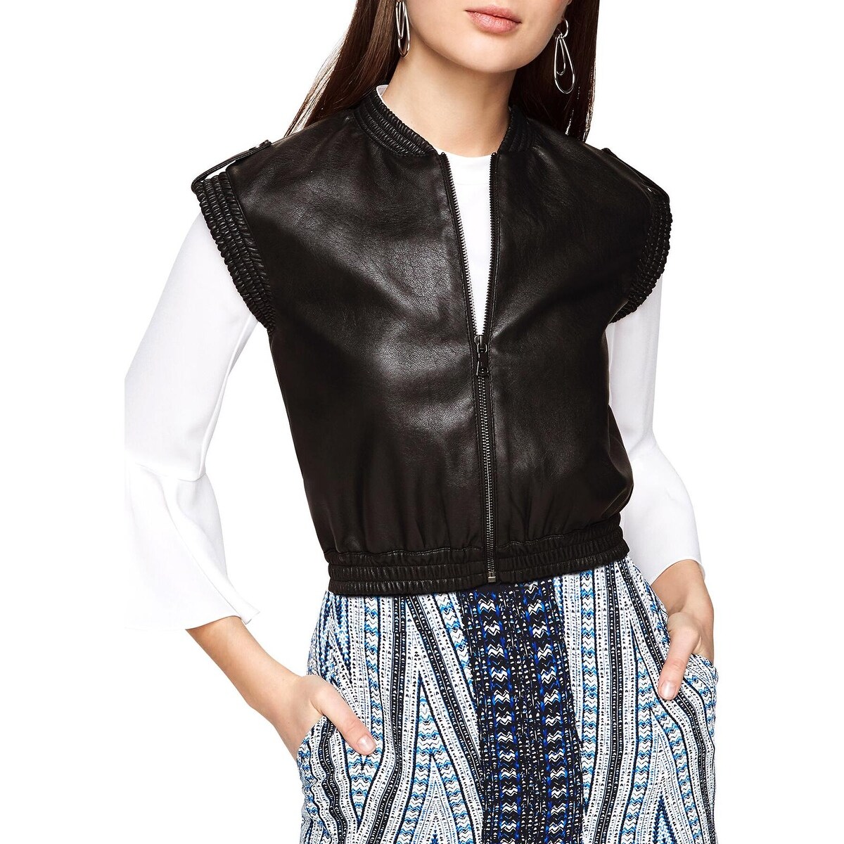 Shop Bcbg Max Azria Womens Outerwear Vest Winter Faux Leather M