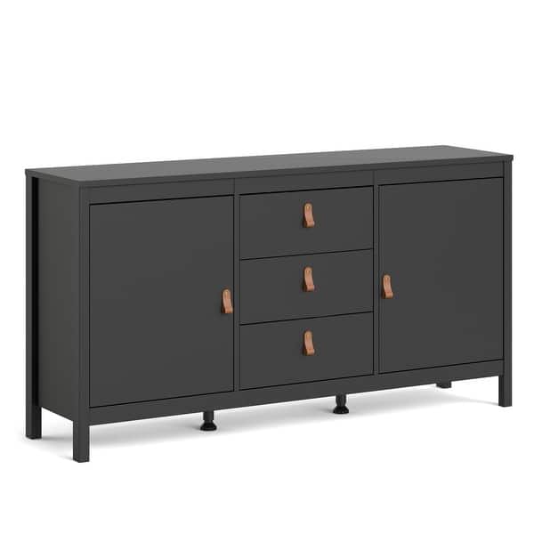 slide 2 of 23, Porch & Den Madrid 2-Door Sideboard with 3-Drawers Black matte