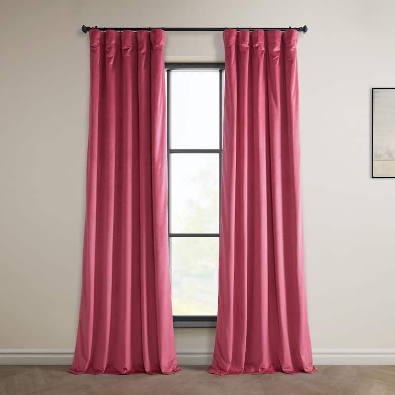 Exclusive Fabrics Heritage Plush Velvet Room Darkening Curtains (1 Panel) Luxury Velvet Curtains for Bedroom & Living Room. - 50 X 108 - Dark Pink