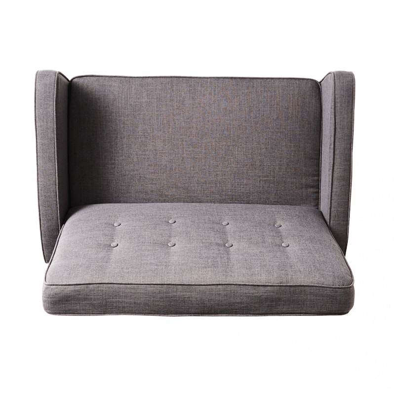 Roomfitters Button-Tufted Upholstered Loveseat with Comfortable Cushions for Living Room or Bedroom, Grey