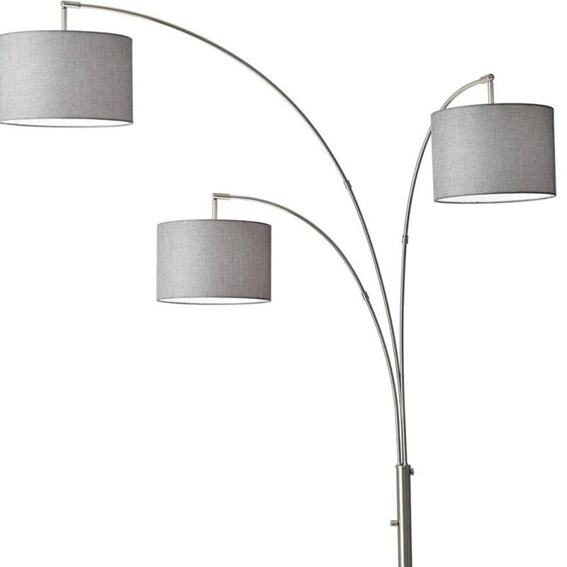 Modern Tree Floor Lamp with 3 Drum Shades and Adjustable Arched Arms Metal Base Plug-in Design - 74”H x 35”W x 52”D