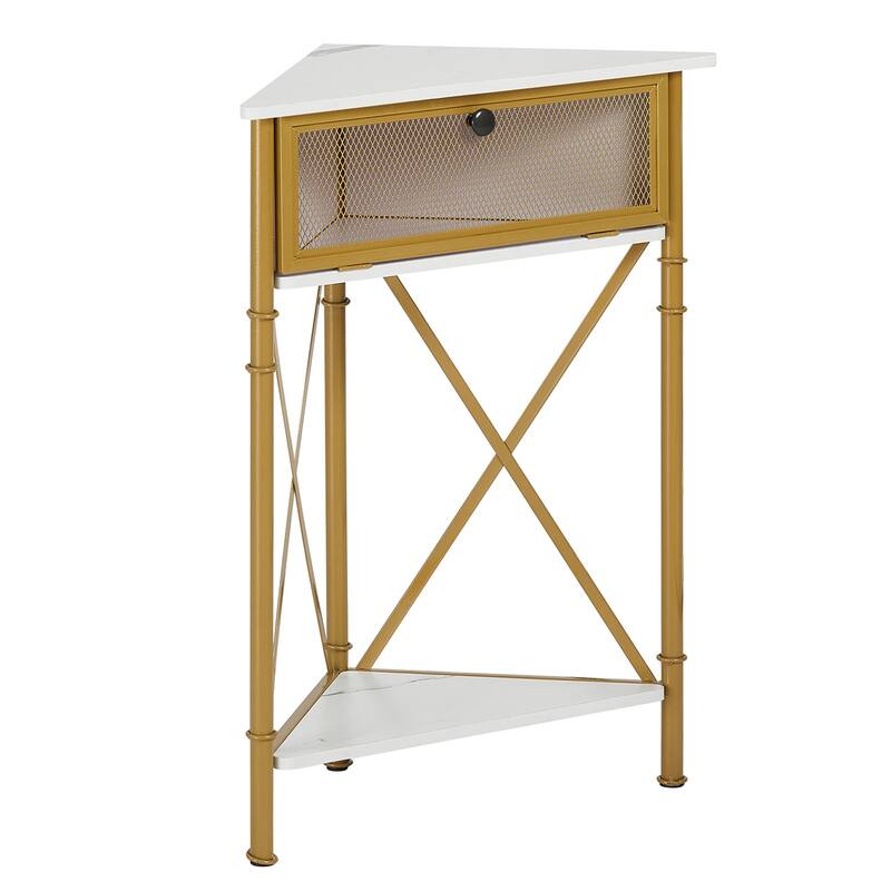 VECELO Modern Set of 2 Corner Nightstands Storage Corner Cabinet with Flip Door
