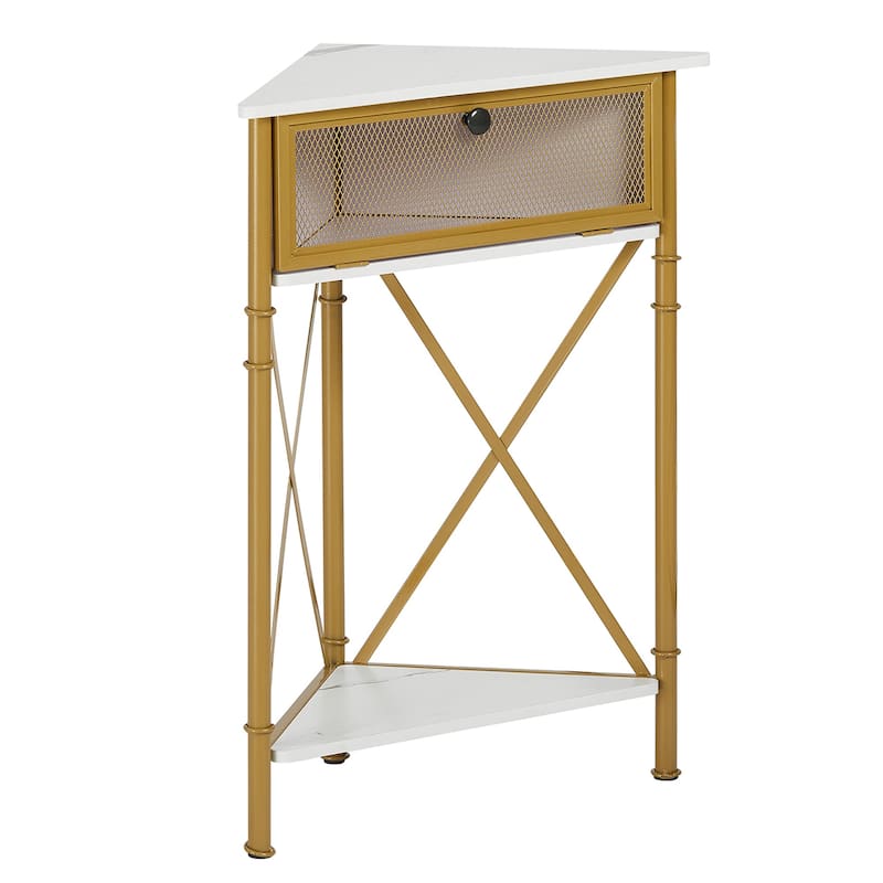 VECELO Modern Side Table Corner Tables with 3-Tier Storage Shelves