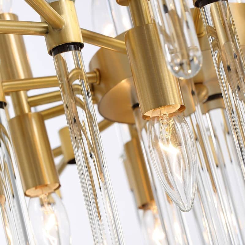 Brass Chandelier 24in Wide 10 light Modern Crystal Chandelier
