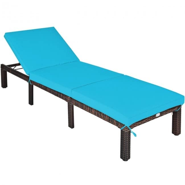Outdoor Wicker Chaise Lounger with Adjustable Backrest for Relaxation - 77.5" x 26" x 14"-32" (L x W x H)
