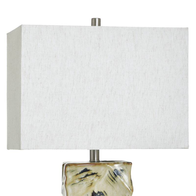 StyleCraft Ceramic Table Lamp - Bali Cream - White Shade