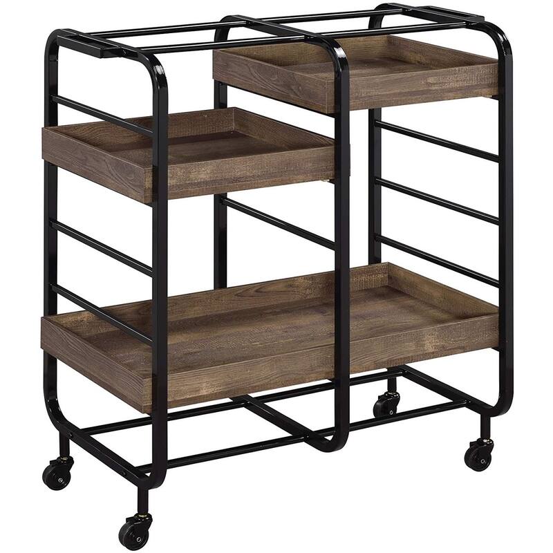 Vorrik Serving Cart, Gold & White-Washed