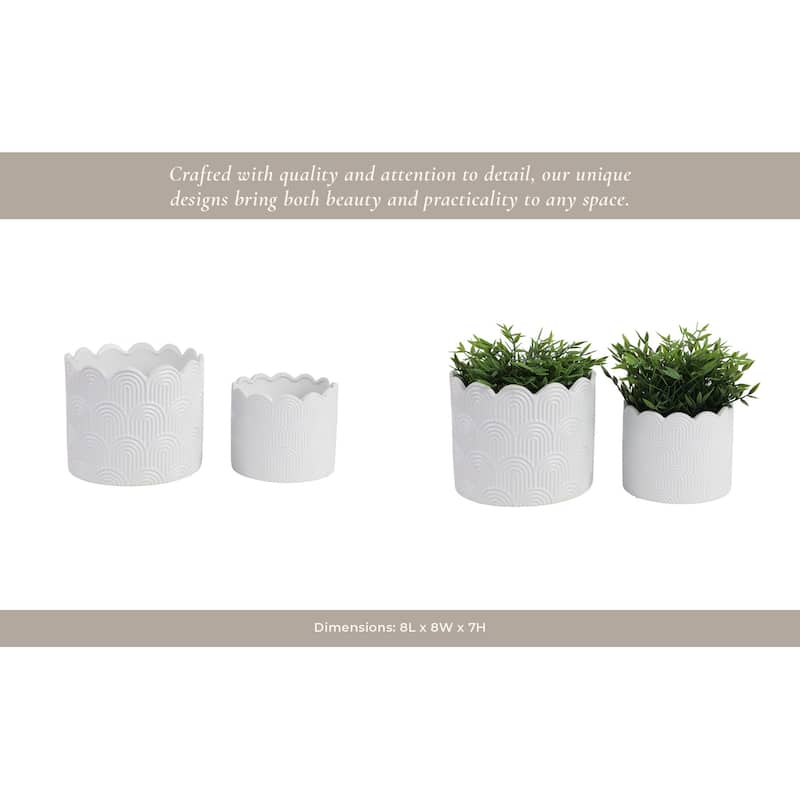 Stoneware Planters Scallop Design and Curved Rim Detail (Set of 2)