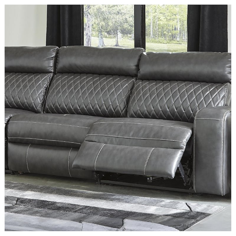 Signature Design by Ashley Samperstone Black 2-Piece Power Reclining Sectional Loveseat - 82"W x 38"D x 41"H - Black