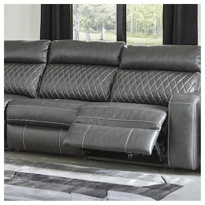 Signature Design by Ashley Samperstone Black 2-Piece Power Reclining Sectional Loveseat - 82"W x 38"D x 41"H