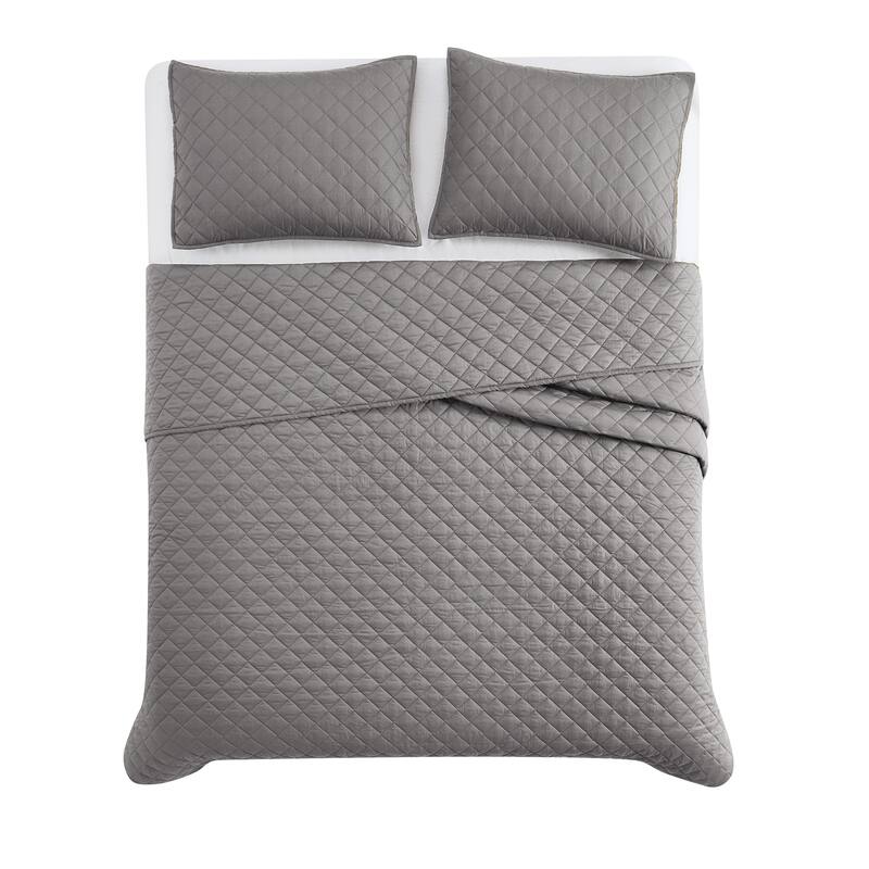 Cannon Solid Oversized Percale 3 Piece Quilt Set