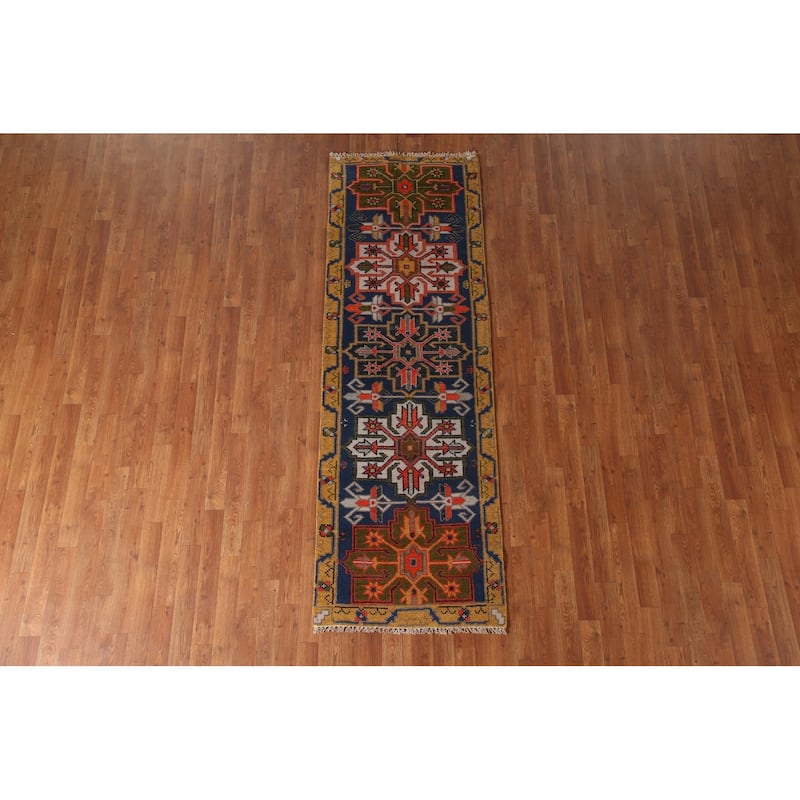 Blue Heriz Serapi Oriental Runner Rug Wool Carpet - 2'7" x 7'10"