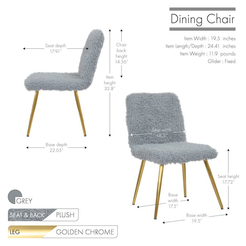 Porthos Home Gwen Dining Chairs, Plush Upholstery, Gold Legs, Armless