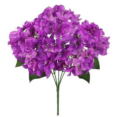 Set of 2 Purple Artificial Bougainvillea Flower Stem Bush Bouquet 18in - 18" L x 12" W x 12" DP