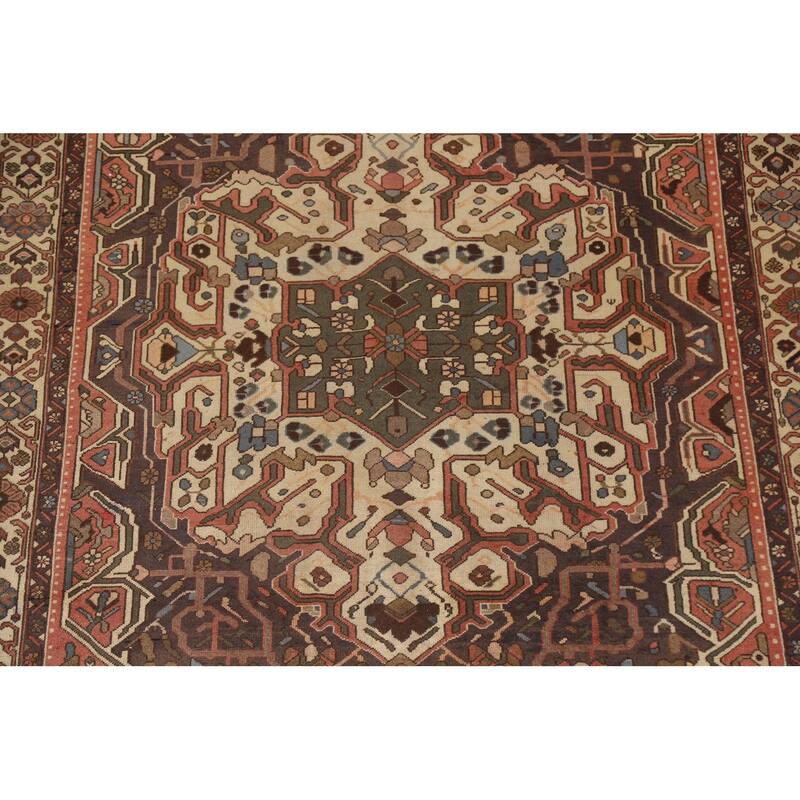Traditional Bakhtiari Persian Vintage Rug Handmade Beige Wool Carpet - 7'1"x 10'2"