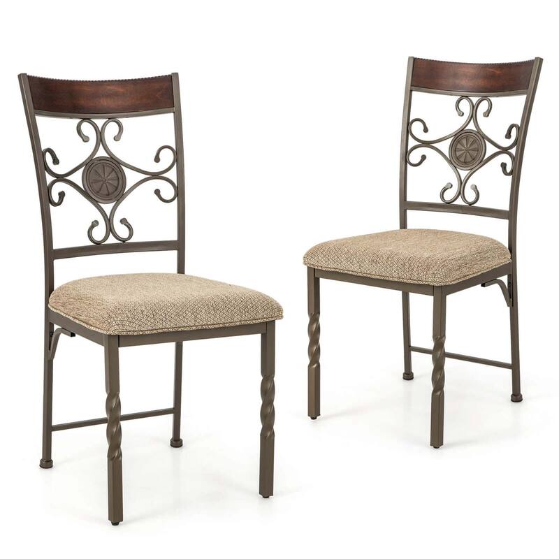 Costway Set of 2/4 Dining Room Chairs Armless Kitchen Chairs Set with - 2 PCS - Set of 2