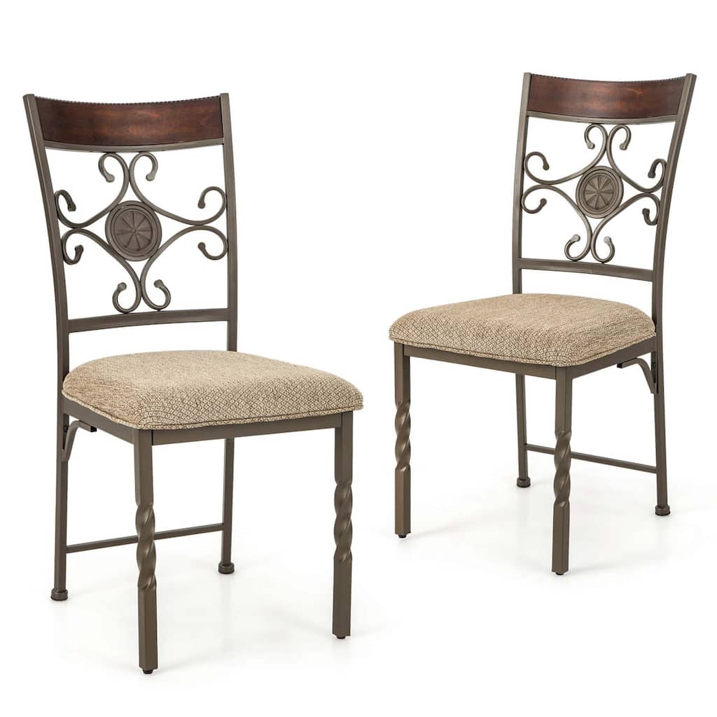 Costway Set of 2/4 Dining Room Chairs Armless Kitchen Chairs Set with