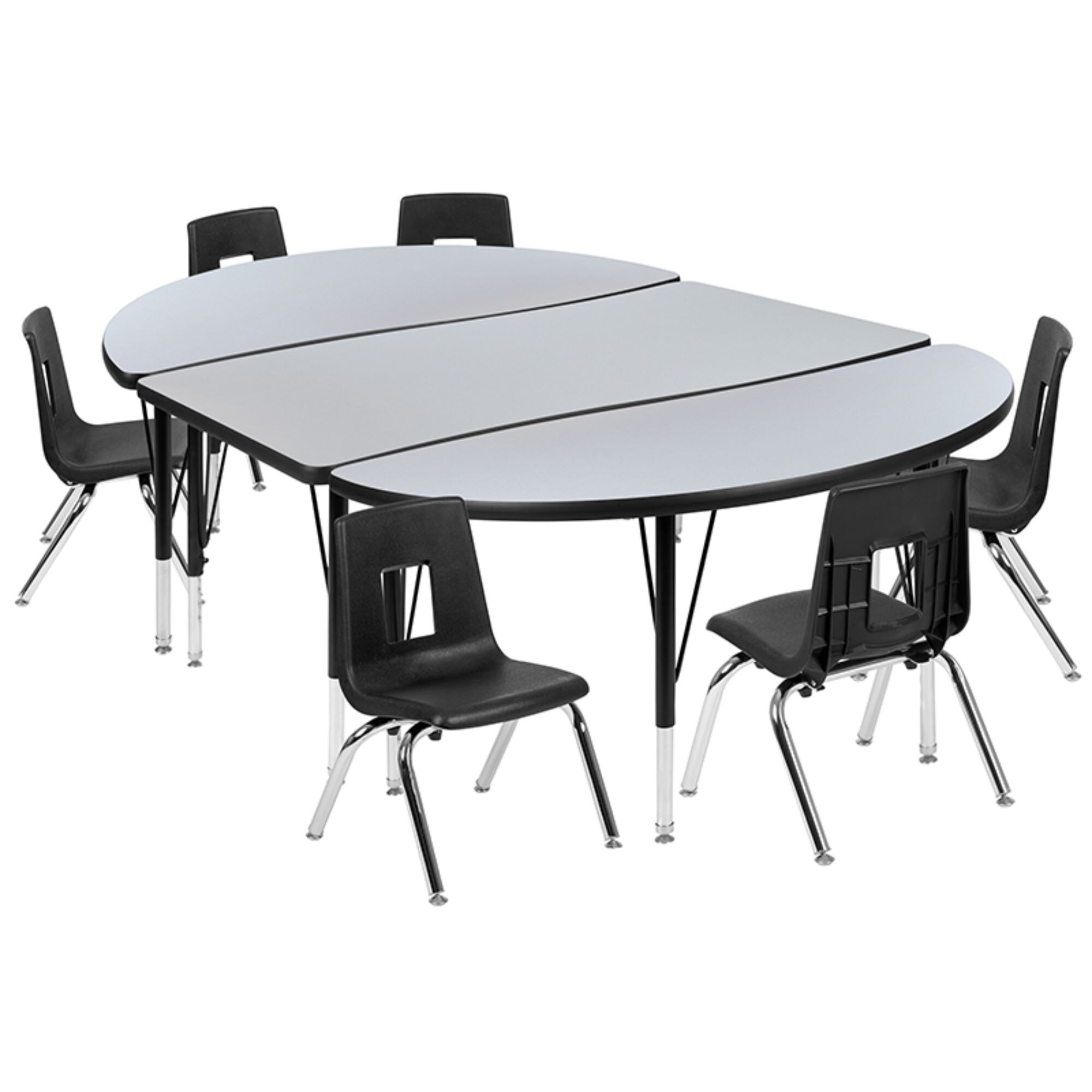 Offex 76 Oval Wave Collaborative Laminate Activity Table Set With 14 Student Stack Chairs Grey Black On Sale Overstock 32230709