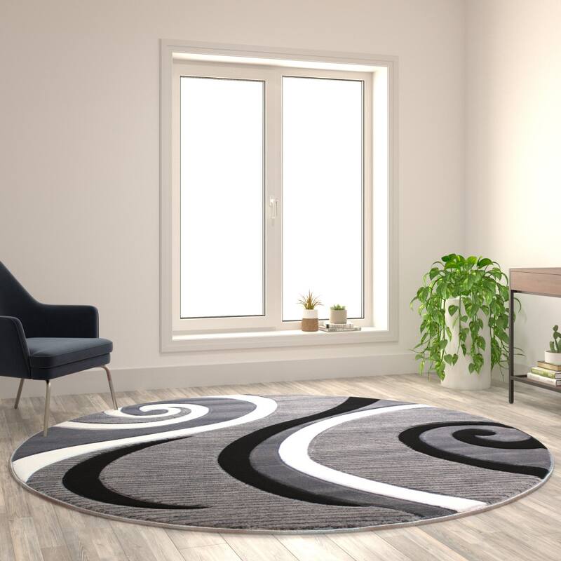 Modern High-Low Sculpted Swirl Design Abstract Area Rug