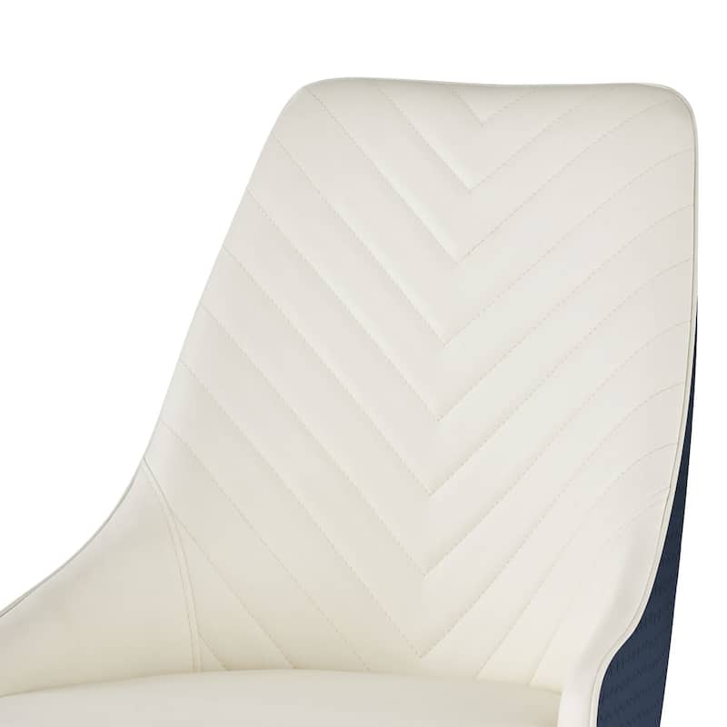 Faux Leather Upholstered Dining Chairs with Woven Back, Set of 2 - 18.11"W x 21.26"D x 36.61"H