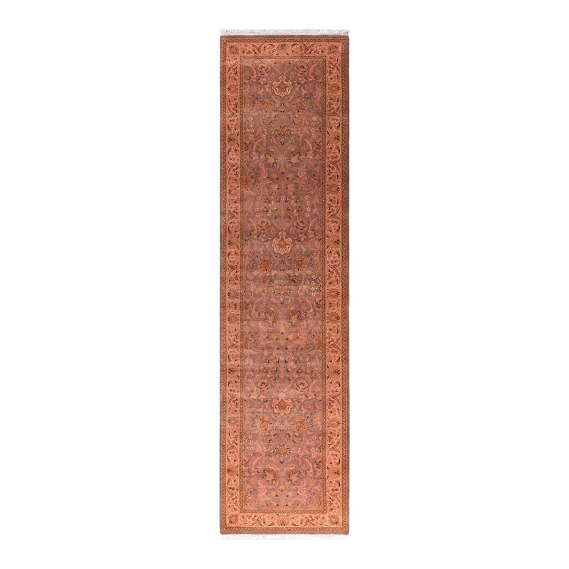 Overton Hand Knotted Wool Vintage Inspired Modern Contemporary Overdyed Gray Runner Rug - 2' 7" x 10' 2"