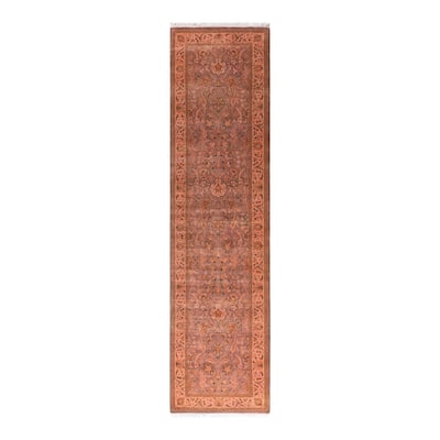 Overton Hand Knotted Wool Vintage Inspired Modern Contemporary Overdyed Gray Runner Rug - 2' 7" x 10' 2"