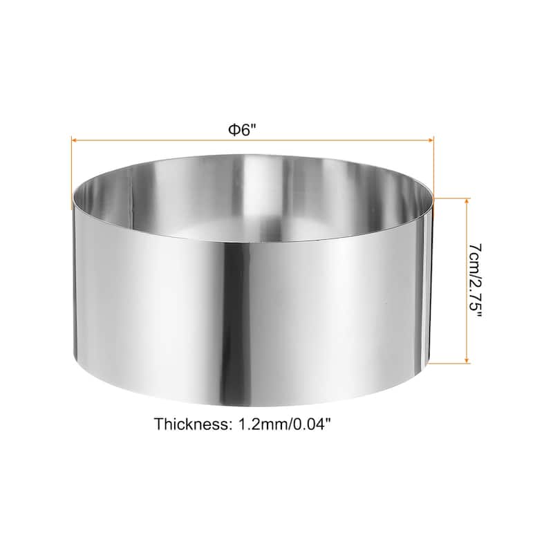 Round Cake Ring Stainless Steel Pastry Mousse Dessert Ring - 6 x 2.75 Inch
