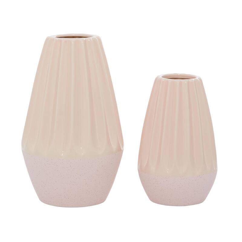 Ceramic Handmade Decorative Vase - Set of 2 Pink - Roche River Decor