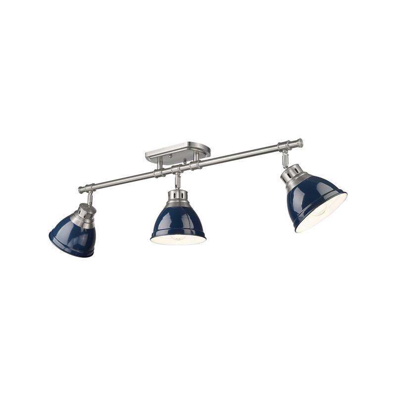 Yep by Golden Lighting Duncan 3-light Semi-Flush Mount in Pewter and Navy Blue shade - 3-Light Semi-flush