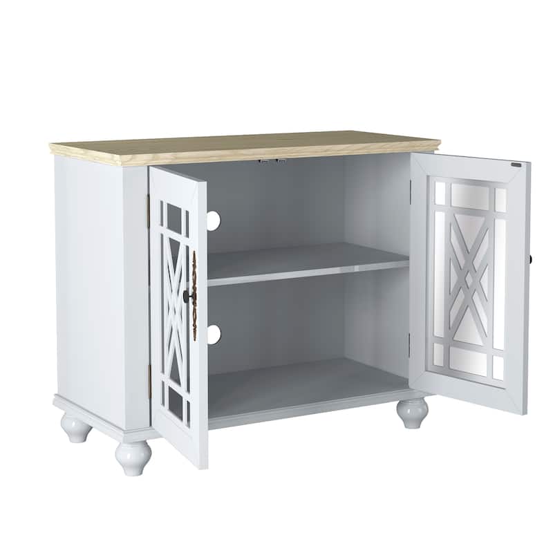 38" Vintage Style Kitchen Accent Buffet Sideboard Cabinet