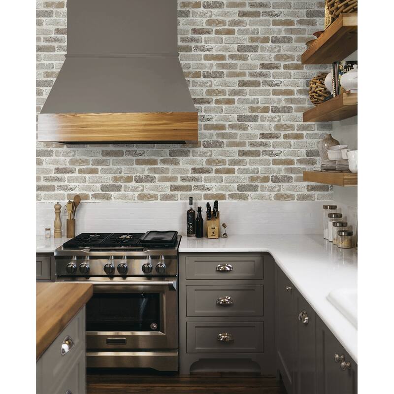 NextWall Washed Brick Peel and Stick Removable Wallpaper