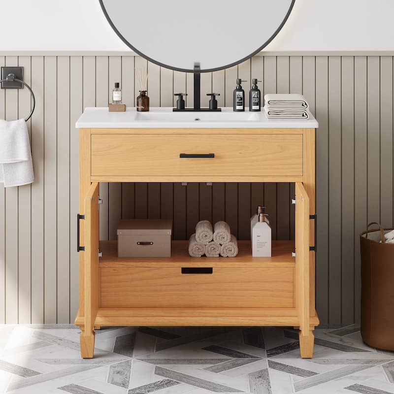 36"Freestanding Bathroom Vanity with Ceramic Sink