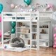 preview thumbnail 2 of 16, Wooden Twin Size Kids Loft Bed Frame with 8-Storage Shelves and Ladder, White