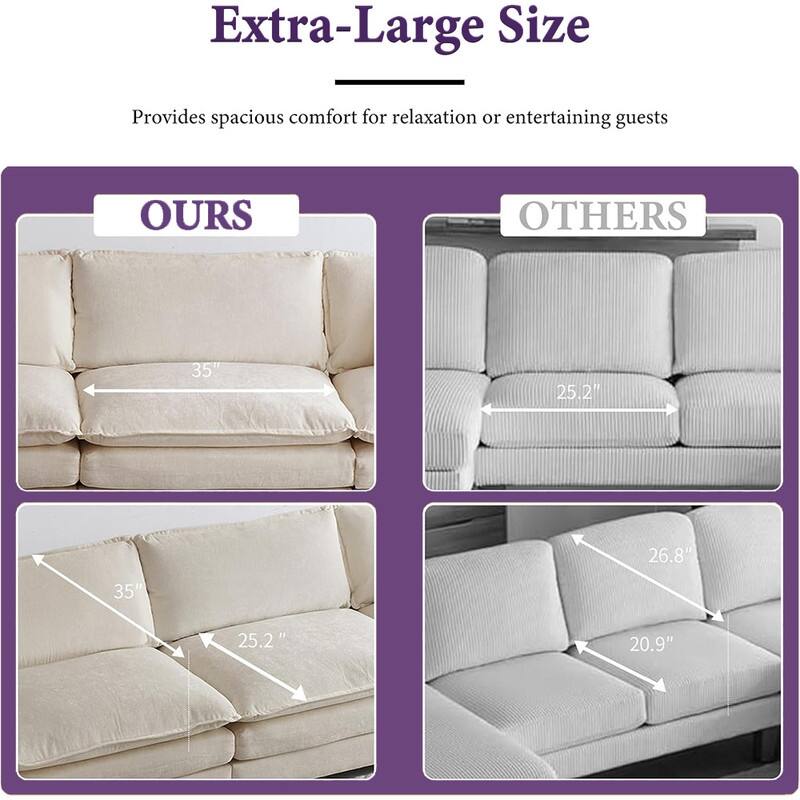 Modern Living Room Set, Upholstered Chenille Sofa with Pillows for Living Room, Chenille