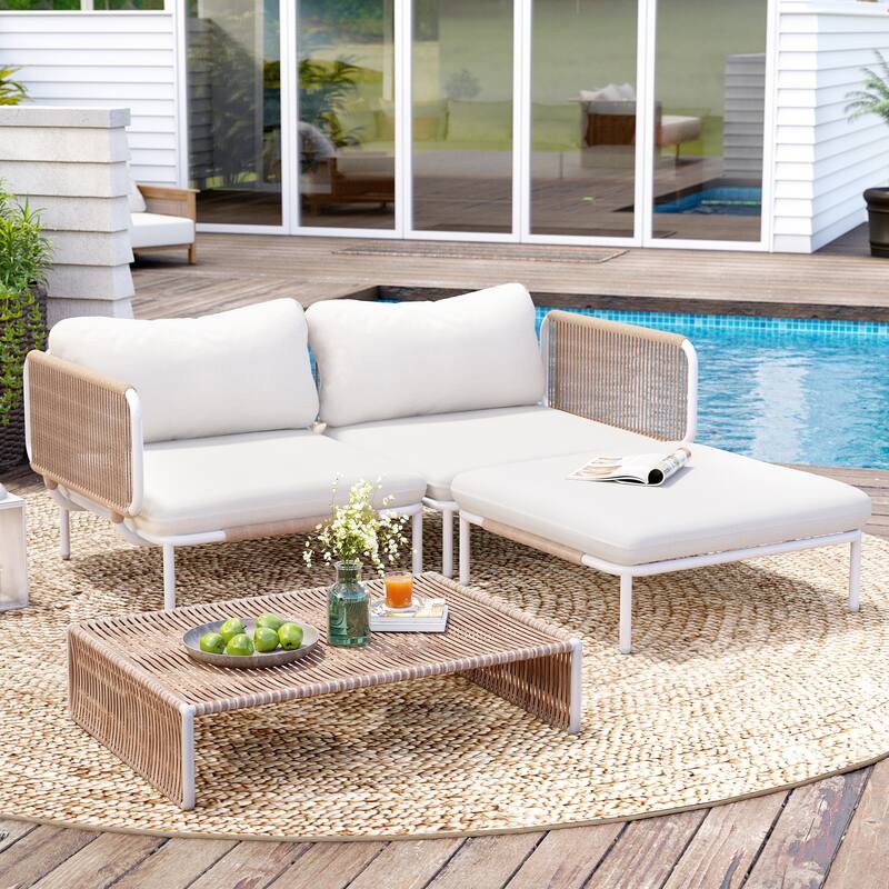 Outdoor Sofa Composed of Three Chairs, Customizable Set by Combining Multiple Chairs - Combined by 3 chairs