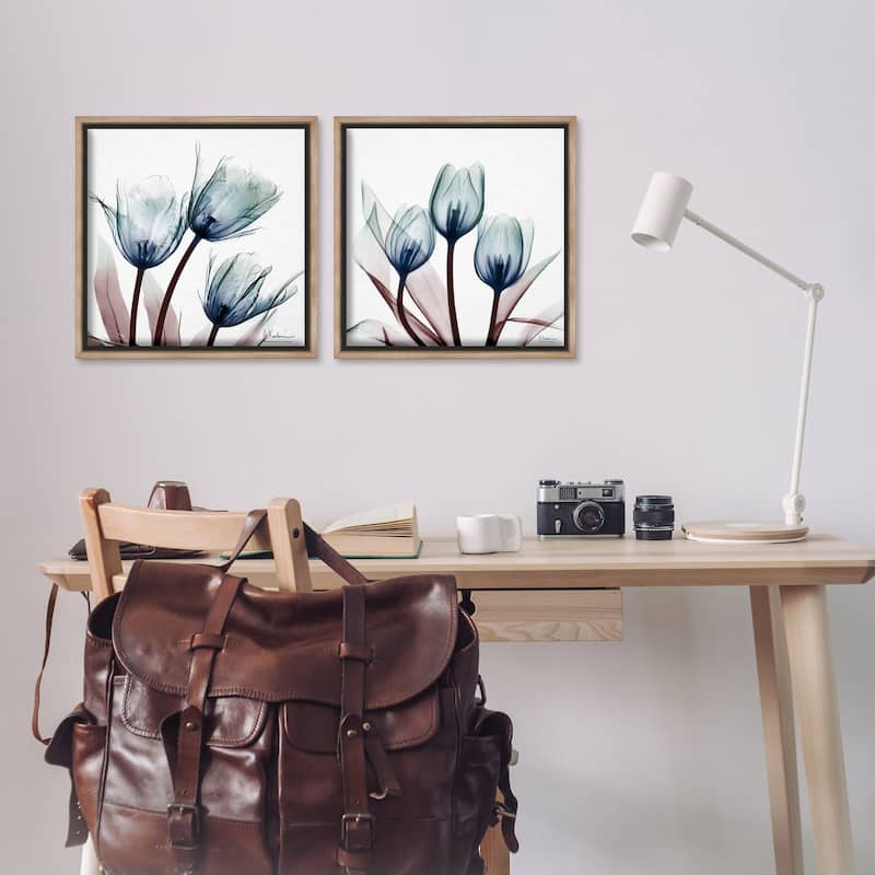 Stupell Vibrant Blue Tulips Framed Floater Canvas Wall Art Design By Albert Koetsier (Set of 2)